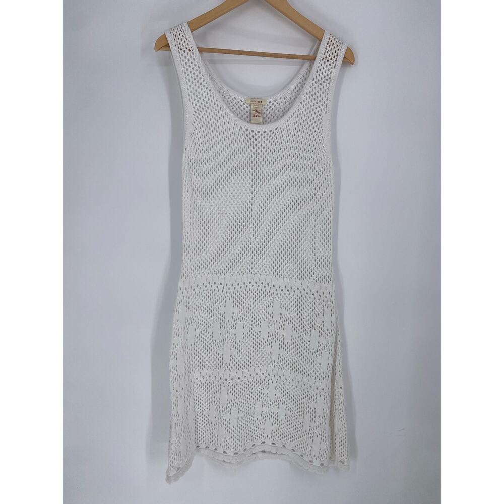 Sundance Dress Women's Large White Crochet Bohemian Romantic Summer Beach